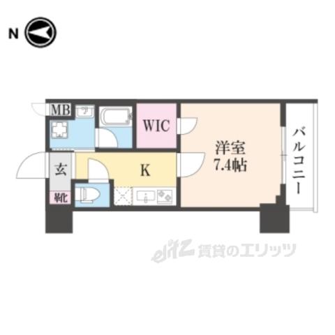 ベラジオ雅び烏丸十条2(1K/5階)の間取り写真