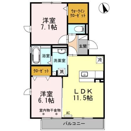 サン・アベニールB棟(2LDK/3階)の間取り写真