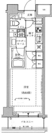 ヴィークブライト月島(1K/4階)の間取り写真