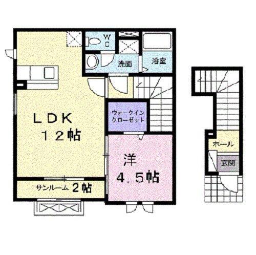 プルマン(1LDK/2階)の間取り写真