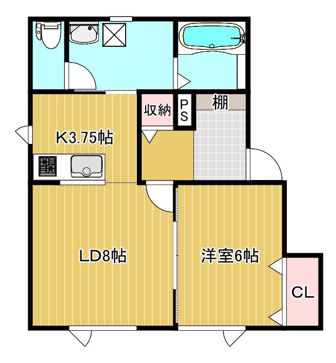 コーポグランデル(1LDK/2階)の間取り写真