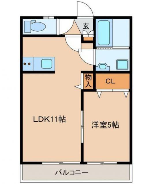 ハレクラニ唐津(1LDK/1階)の間取り写真