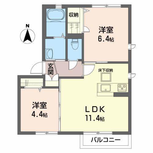 シャーメゾン花園(2LDK/1階)の間取り写真
