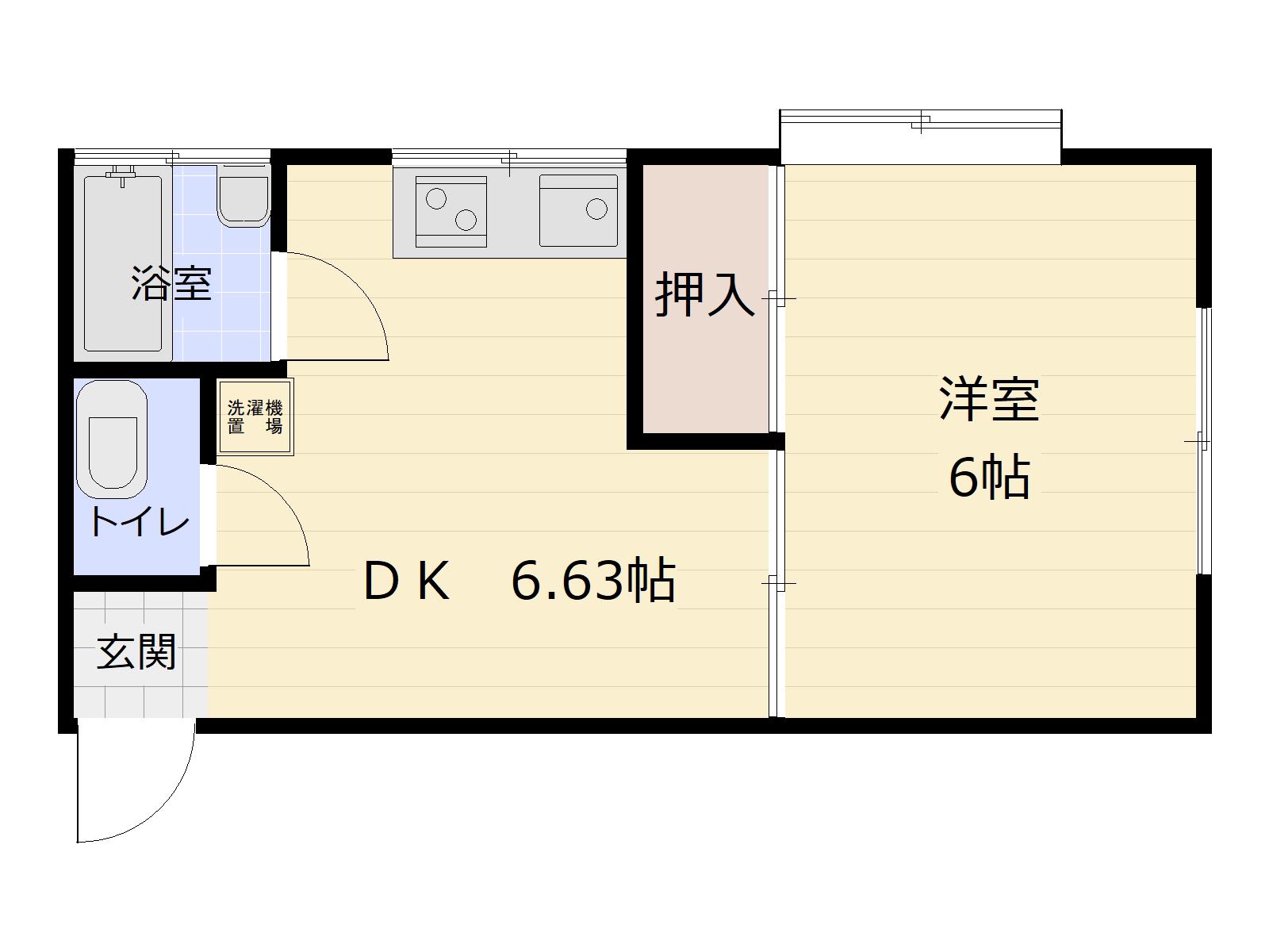 YKハウスA(1DK/2階)の間取り写真