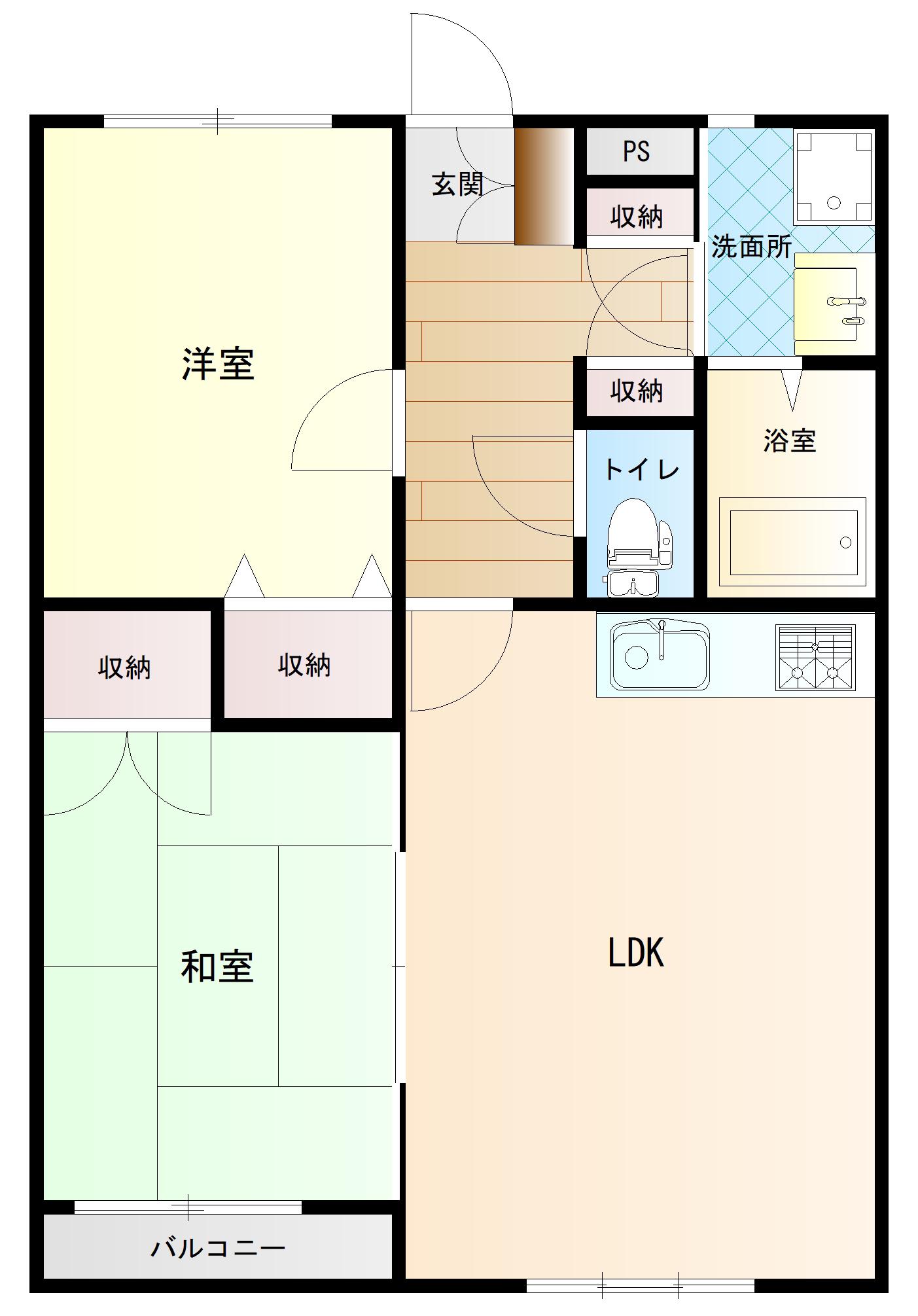 竜王プレジオ(2LDK/1階)の間取り写真