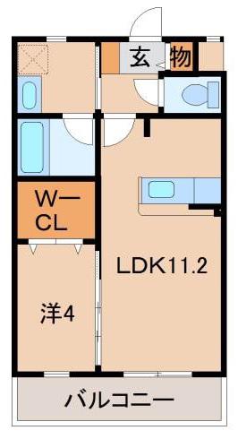 ノース・タツノII(1LDK/2階)の間取り写真