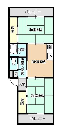 南観音プラウズ(2DK/2階)の間取り写真