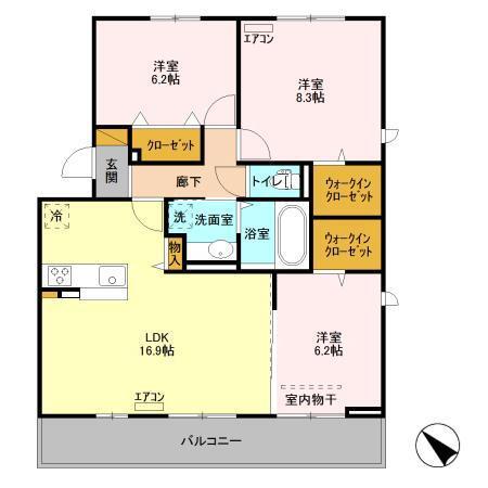ハイツ・KIKO(3LDK/3階)の間取り写真