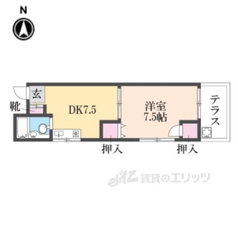 セジュール手貝(1DK/1階)の間取り写真