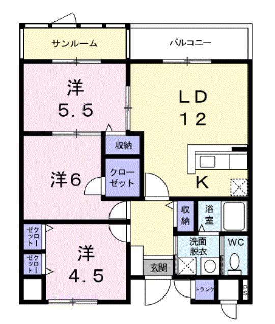 パールヒルズ入江町(3LDK/7階)の間取り写真