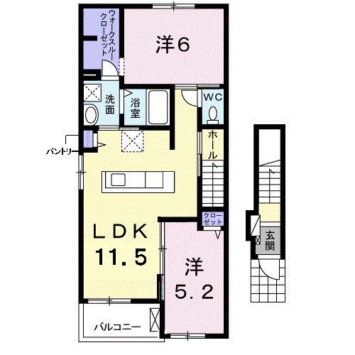 ロイヤル ティアラB棟(2LDK/2階)の間取り写真