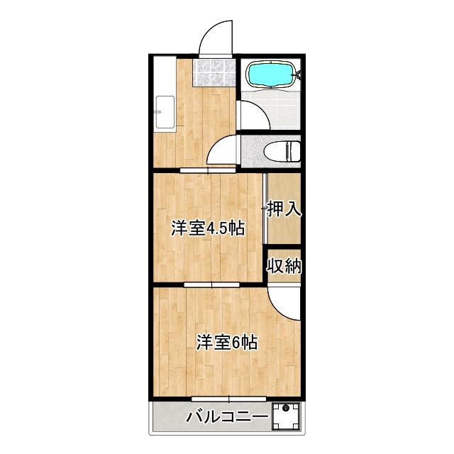 横山コーポ(2K/2階)の間取り写真