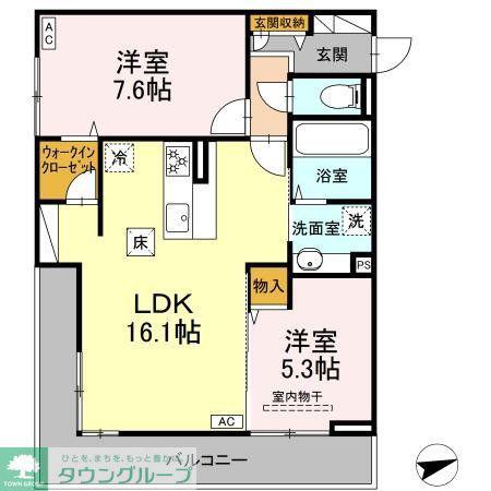 GREEN LINKS(2LDK/2階)の間取り写真