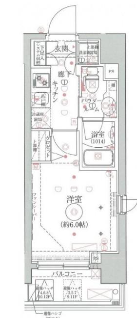 クレイシア品川戸越銀座(1K/12階)の間取り写真