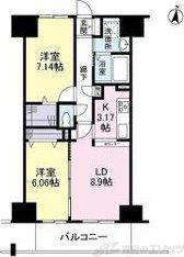 エスヴェール北梅田(2LDK/6階)の間取り写真