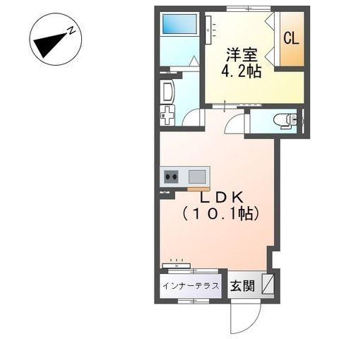 メゾン皆春(1LDK/1階)の間取り写真