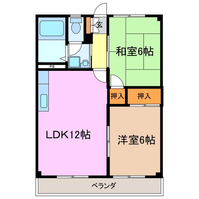 エスポア三好(2LDK/3階)の間取り写真