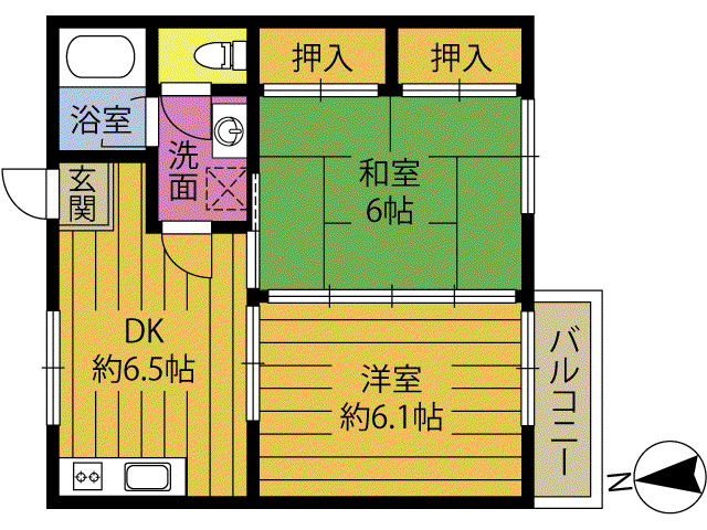 コーポ高屋(2DK/2階)の間取り写真