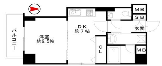 エルブ南船場(1DK/11階)の間取り写真