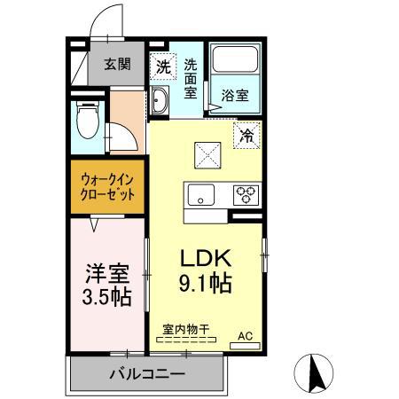 サリサ.C(1LDK/3階)の間取り写真