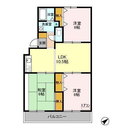 サンパール八千代(3LDK/2階)の間取り写真