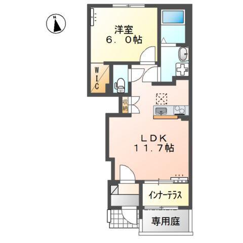 黒田アパート(1LDK/1階)の間取り写真