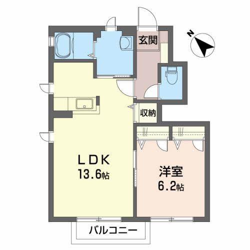 エクセルI(1LDK/1階)の間取り写真