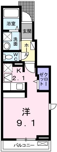 ワイズ プランドール(1K/1階)の間取り写真