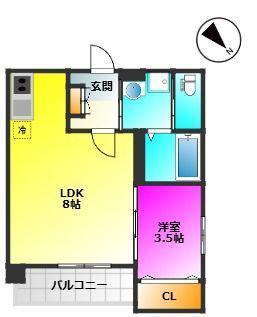 諸岡4丁目アパート(1LDK/2階)の間取り写真