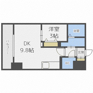 HF東札幌レジデンス(1LDK/12階)の間取り写真