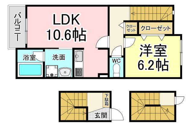 PAX K(1LDK/3階)の間取り写真
