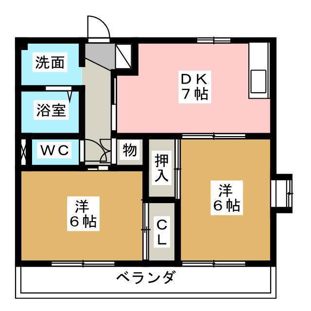 SS若宮(2DK/1階)の間取り写真