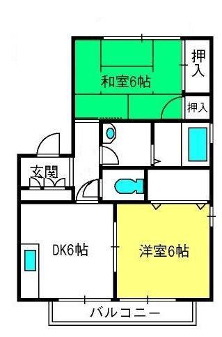 プルミエール本郷III(2DK/1階)の間取り写真
