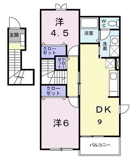 アイランドヘヴンII(2DK/2階)の間取り写真