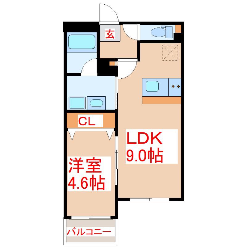 リテラス清水(1LDK/3階)の間取り写真