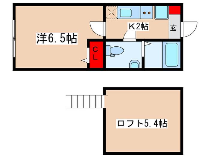 アザーレ・パッシオ百合ヶ丘A(1K/1階)の間取り写真