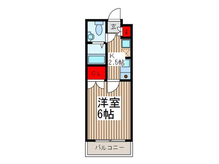 ドゥーエ川口(1K/6階)の間取り写真