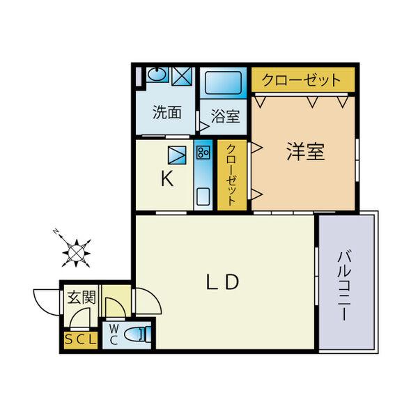 ポルトボヌールII(1LDK/2階)の間取り写真