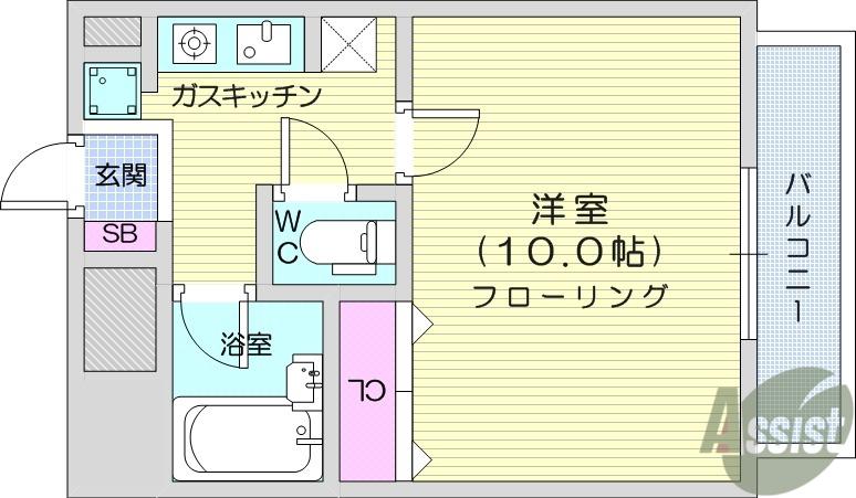 メゾンコモッド(1K/1階)の間取り写真