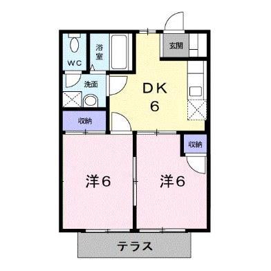 ハッピーシャトウI・II(2DK/1階)の間取り写真