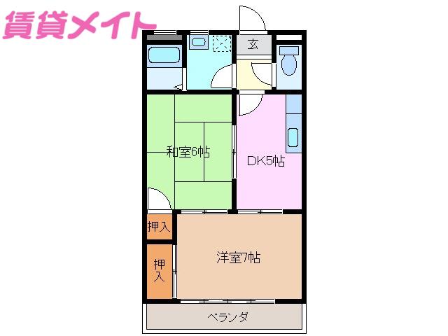 レジデンスたちばな(2DK/2階)の間取り写真
