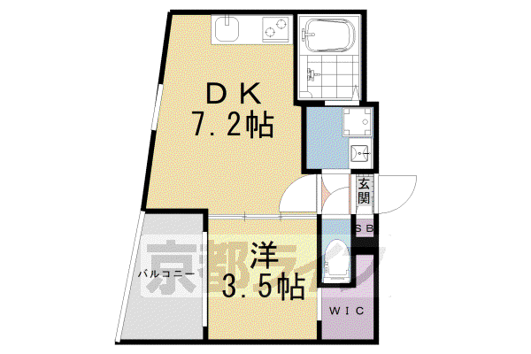 ファステート京都東寺グラン(1DK/3階)の間取り写真