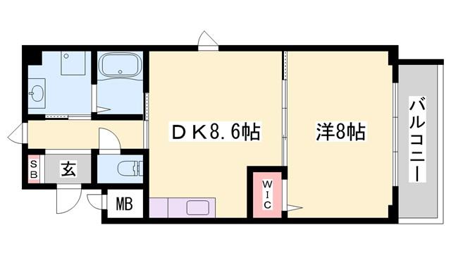 アモーレ二階町(1DK/4階)の間取り写真