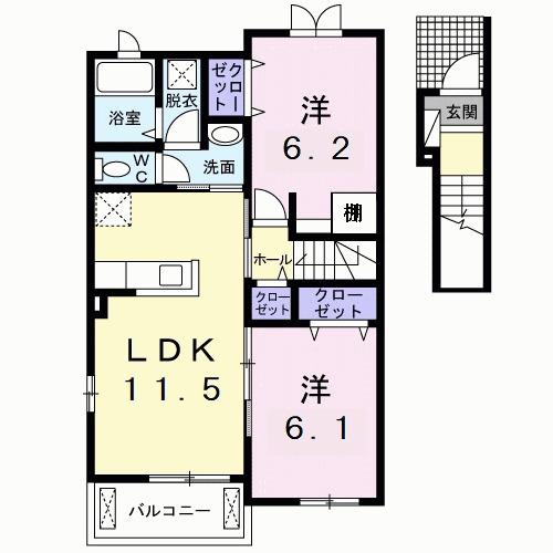 ラブノース(2LDK/2階)の間取り写真