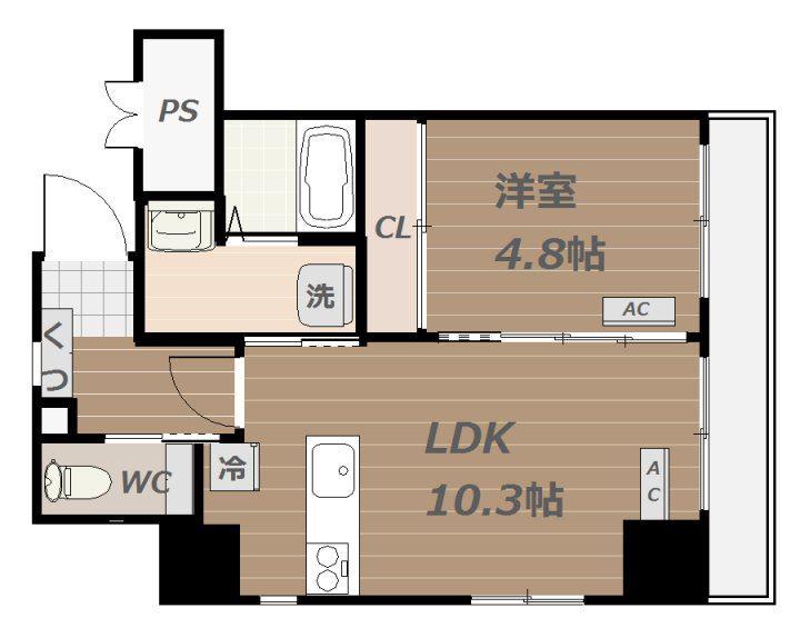 ING.BLD(1LDK/8階)の間取り写真