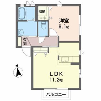 ラシェール(1LDK/1階)の間取り写真