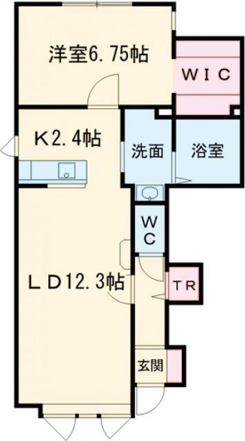 滝川東町1MS B(1LDK/1階)の間取り写真