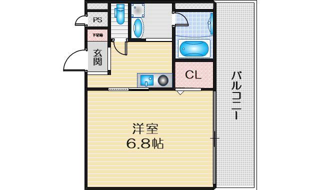 エクセル服部(1K/2階)の間取り写真