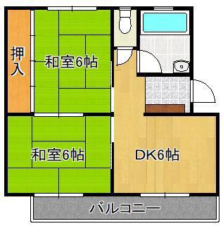 コーポラス佐々木(2DK/2階)の間取り写真