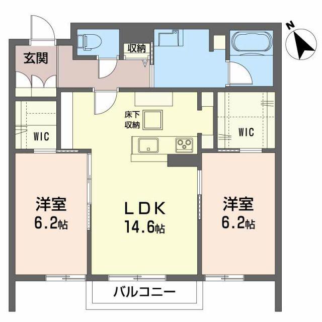 アイクレール(2LDK/1階)の間取り写真